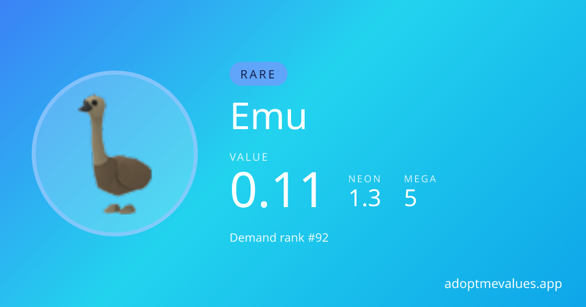 Emu Wert in Adopt Me 2026 — Neon & Mega Neon